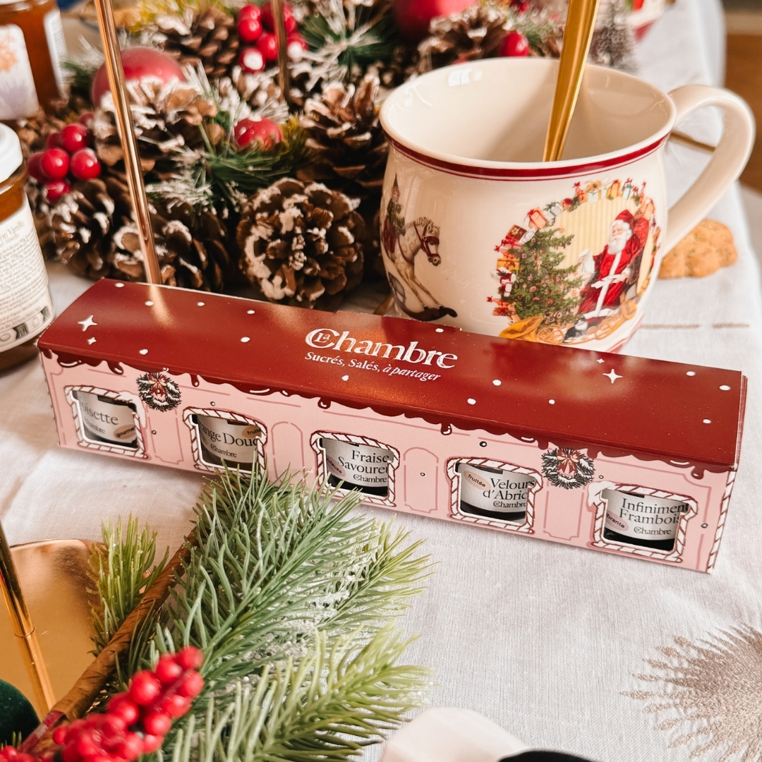 La boite à offrir de 6 pots de 50g de confiture de noël artisanales sélectionnées par La Chambre