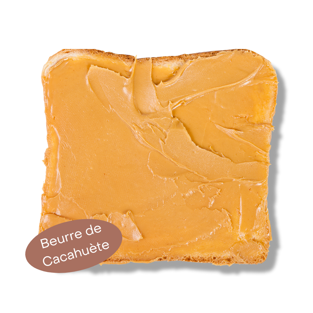Une tartine au beurre de cacahuète, une option délicieuse et saine pour accompagner nos confitures et tartinables.